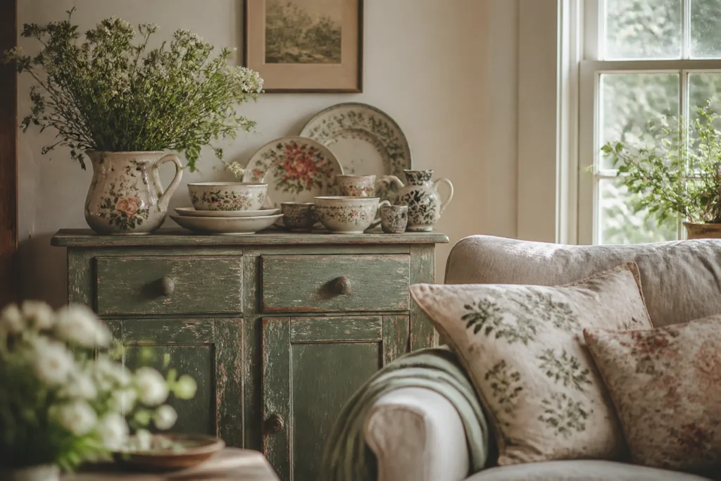 Green and Cream Cottagecore Comfort with a Vintage Touch