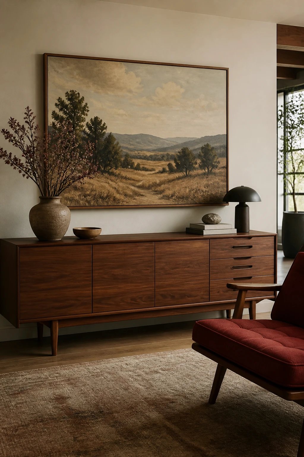 A cluttered living room before organization showing scattered children's toys, multiple TV remotes on a coffee table, magazines, and miscellaneous items piled on furniture surfaces