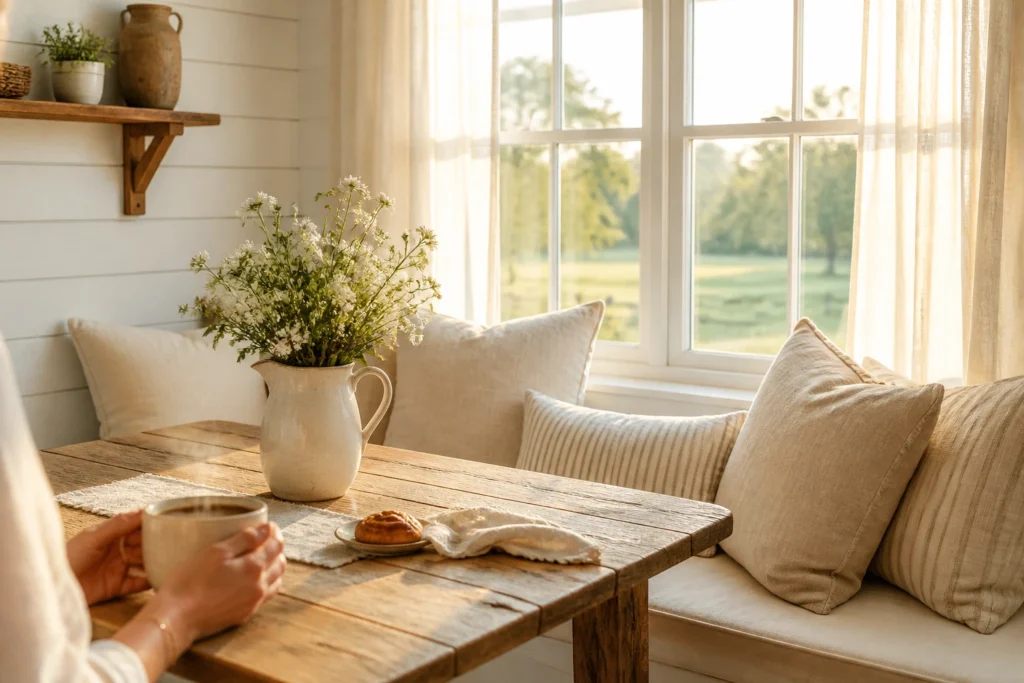 15 Farmhouse Breakfast Nook Ideas for Calm, Peaceful Mornings