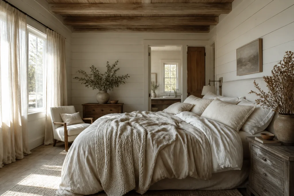 15 Quiet Luxury Bedroom Ideas for Farmhouse‑Inspired Homes
